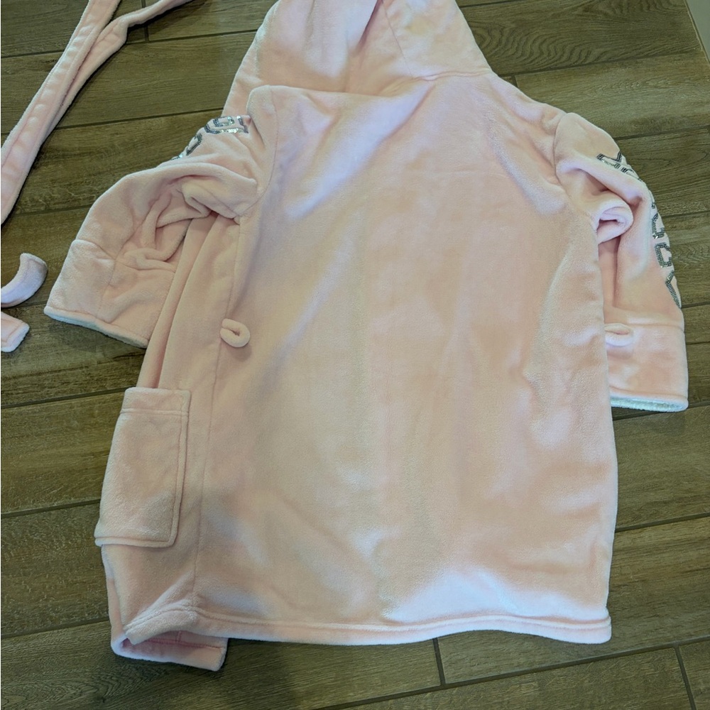 Victoria's Secret PINK hooded robe made of soft fleece with silver sequin medium - Picture 6 of 7